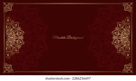 red luxury background, with gold mandala ornament