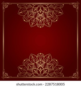red luxury background, with gold mandala ornament