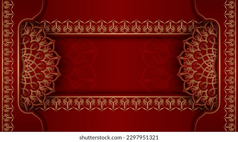 red luxury background, with gold mandala ornament