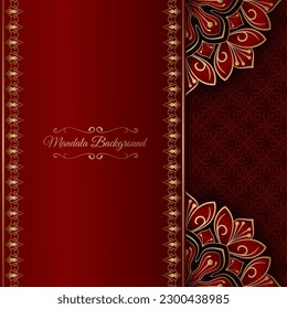 red luxury background, with gold mandala ornament