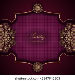 red luxury background, with gold mandala ornament