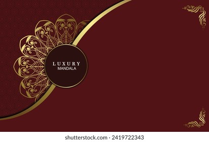 Red luxury background, with gold mandala ornament