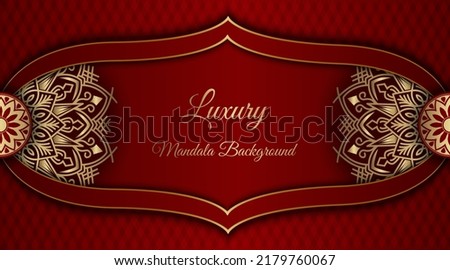 red luxury background, with gold mandala decoration