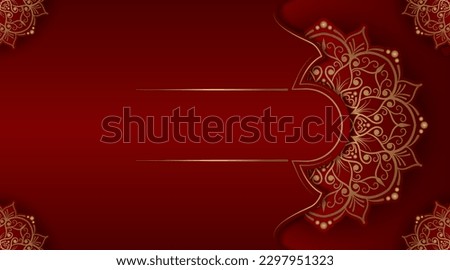 red luxury background, with gold mandala ornament