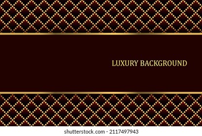 Red luxury background with golden beads. Vector illustration.