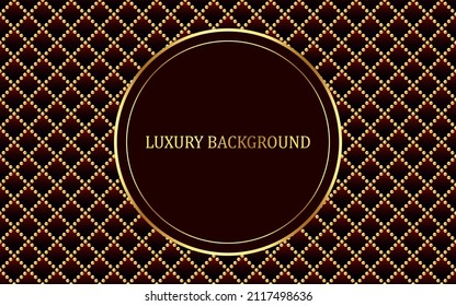 Red luxury background with golden beads. Vector illustration.