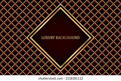 Red luxury background with golden beads. Vector illustration.
