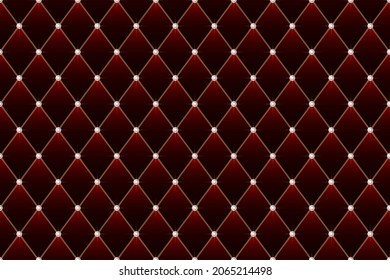 Red luxury background with golden chains and crystals. Vector illustration.