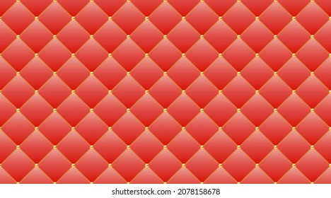 Red luxury background with golden chains and beads. Vector illustration.