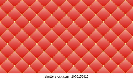 Red luxury background with golden chains and beads. Vector illustration.