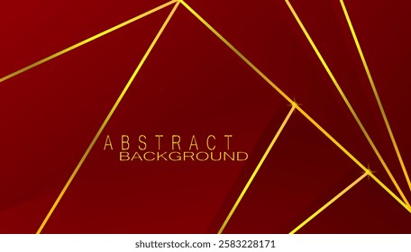 Red luxury background with golden color lines design. Vector illustration