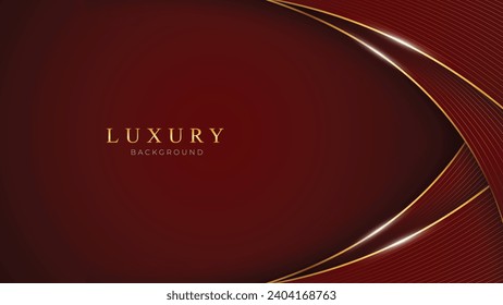 Red Luxury Background with Golden Lines with Curves. Abstract Background and Backdrop in 3d Style. Deluxe and Elegant Background Design Vector Illustration