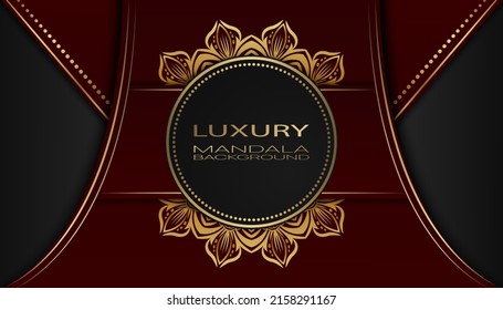 red luxury background, with mandala ornament, vector design