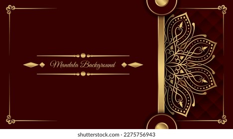 Red luxury background  with mandala ornament