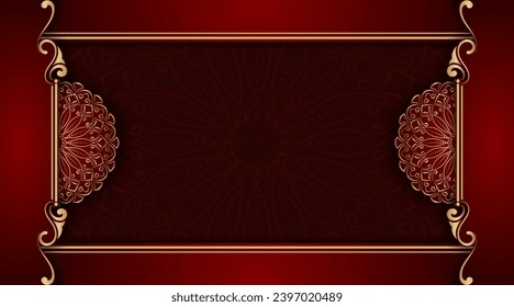 Red luxury background with mandala ornament