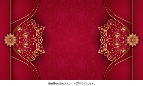 Red luxury background with mandala ornament