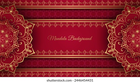Red luxury background with mandala ornament
