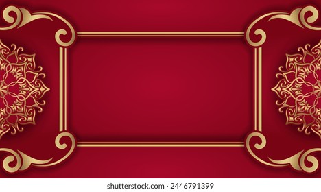 Red luxury background with mandala ornament