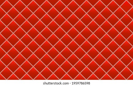 Red luxury background with small pearls and rhombuses. Seamless vector illustration. 