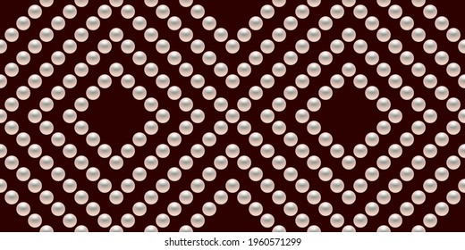 Red luxury background with small pearls and rhombuses. Seamless vector illustration. 