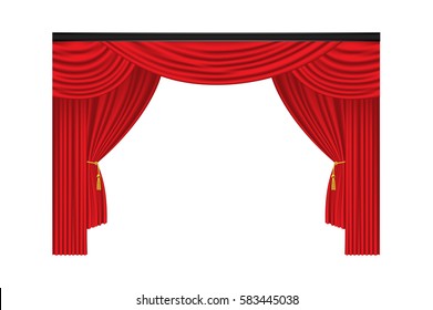 Red Luxury Curtains Draperies On White Stock Vector (Royalty Free ...