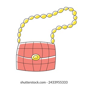 Red luxury purse handbag or clutch bag with a chain strap isolated vector illustration