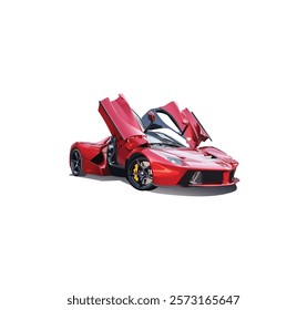 a red luxury sports car with expensive upward-opening doors