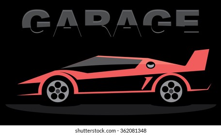 red luxury super car model on black background. vector illustration