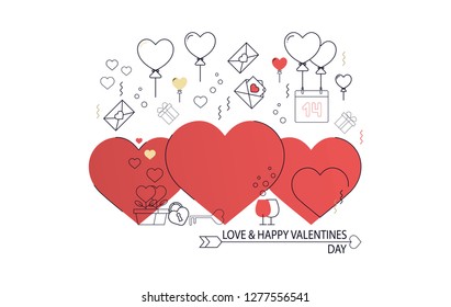Red luxury valentines greeting card. Vector illustration concept for background,greeting card,website and mobile website banner,party invitation card,social media banner, marketing material.