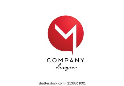 red M alphabet letter logo icon with circle design. Creative template for business and company