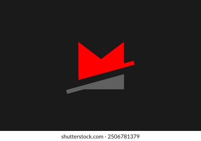 red M letter alphabet logo icon design with grey color and geometric style for company and business