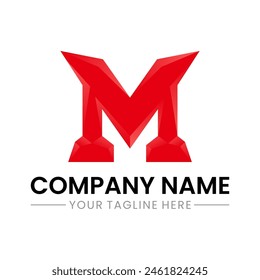 Logotipo M rojo. Se puede utilizar para el logotipo de su empresa.
