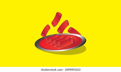 Red macaroni vector. Macaroni noodle. Macaroni symbol vector. Suitable for icon or mascot food company. Italian restaurant. Cafeteria and many more.