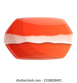 Red macaroon icon. Cartoon of red macaroon vector icon for web design isolated on white background