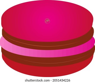 Red macaroon on transparent background.