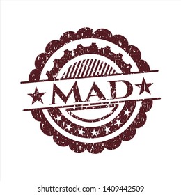 Red Mad rubber stamp with grunge texture