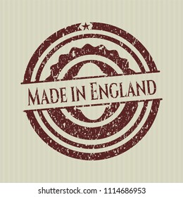 Red Made in England distressed grunge stamp
