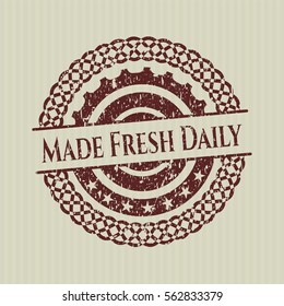 Red Made Fresh Daily distressed rubber stamp with grunge texture