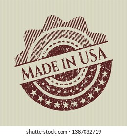 Red Made in USA distressed rubber grunge texture seal