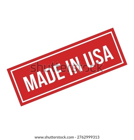 Red made in USA stamp on white background for product labeling and certification icon