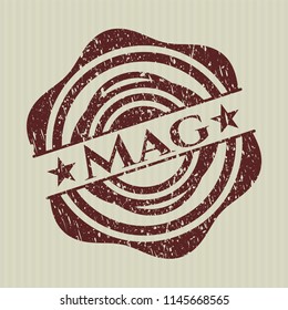 Red Mag distressed rubber stamp with grunge texture
