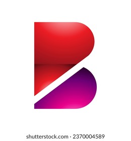 Red and Magenta Bold Glossy Letter B Icon on a White Background