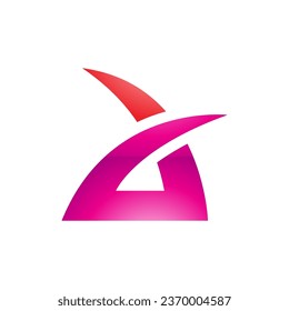 Red and Magenta Glossy Spiky Grass Shaped Letter A Icon on a White Background