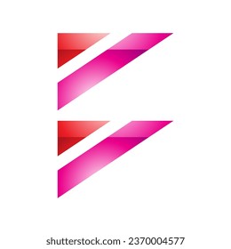Red and Magenta Glossy Triangular Flag Shaped Letter B Icon on a White Background