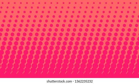 Red magenta pop art background in comics style with halftone dots design, vintage kitsch vector backdrop with isolated dots