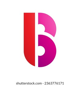 Red and Magenta Round Disk Shaped Letter B Icon on a White Background