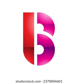 Red and Magenta Round Glossy Disk Shaped Letter B Icon on a White Background