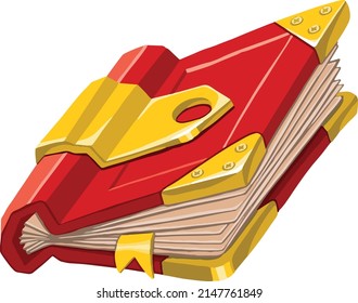 red magic book symbol. Digital painting illustration.