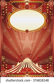 Red magic circus background. A beautiful circus poster for your entertainment