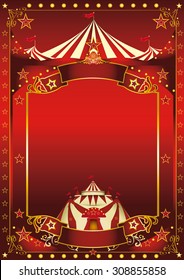 Red magic circus poster. A red background circus with a large copy space and a big top for your message.